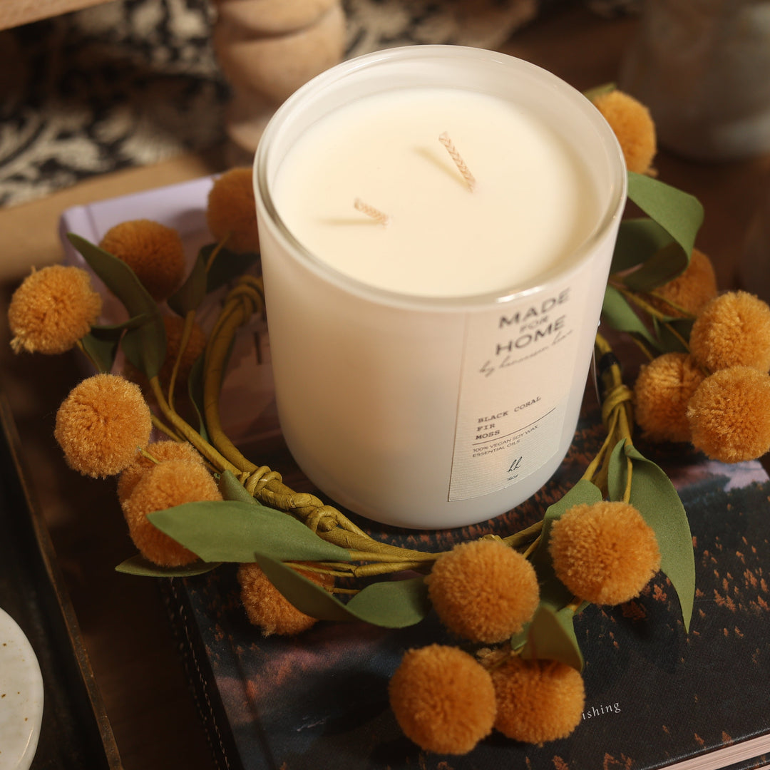 Yellow Pom Pom Candle Ring