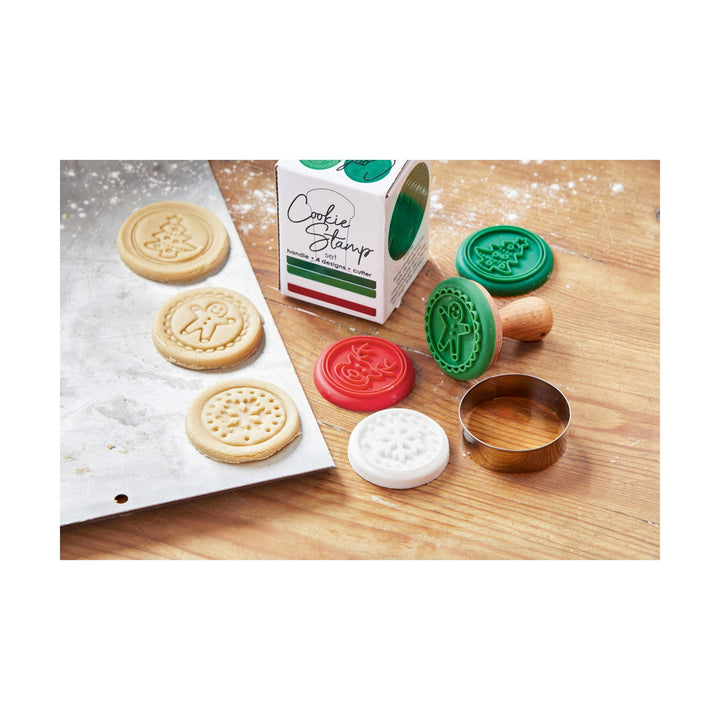 Christmas Cookie Stamp Set of 4 With Cutter