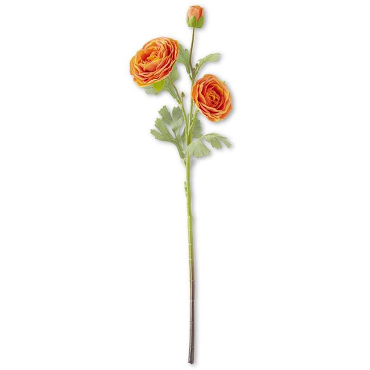 Orange Real Touch Triple Bloom Ranunculus Stem