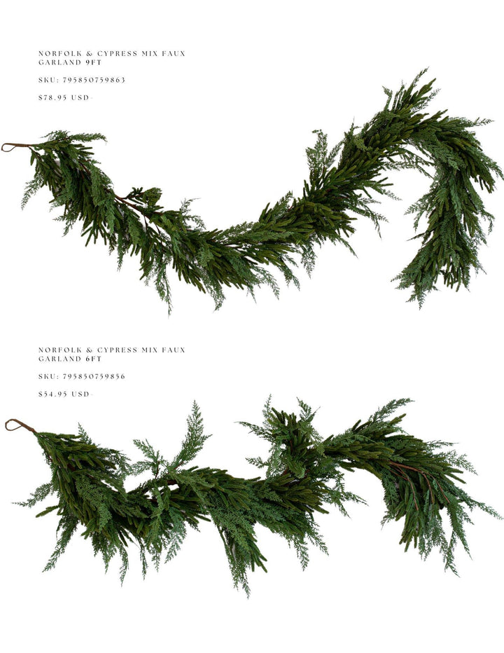 Norfolk & Cypress Mix Real Touch Faux Christmas Garland