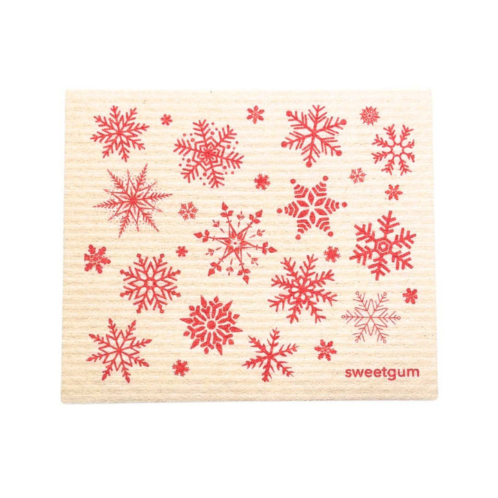 Red & White Snowflakes Dishcloth (Christmas & Winter Decor)