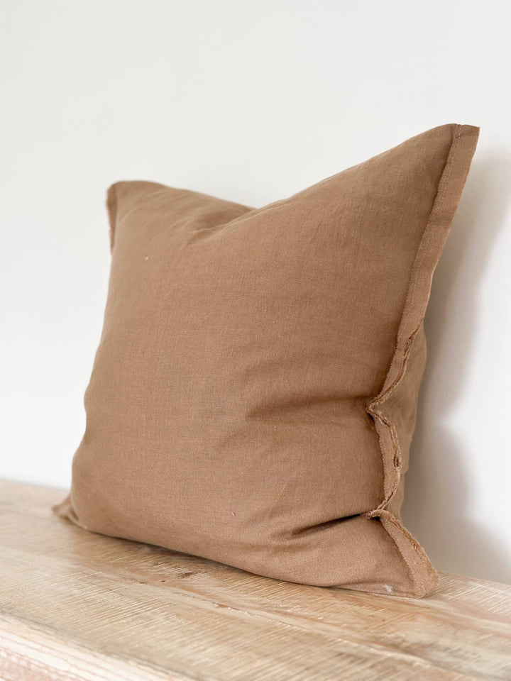 Esmee Linen Pillow  – Frayed Edge Coffee