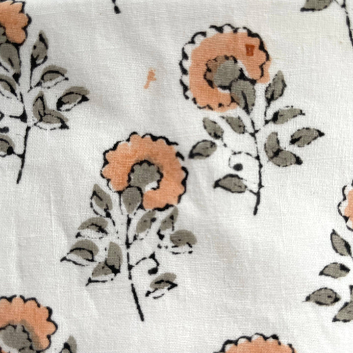 Cotton Peach Vintage Floral Buds Square Pillow Cover