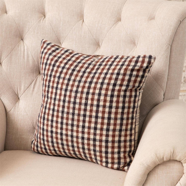 Pillow - Brown Plaids, Reversible Brushed Cotton