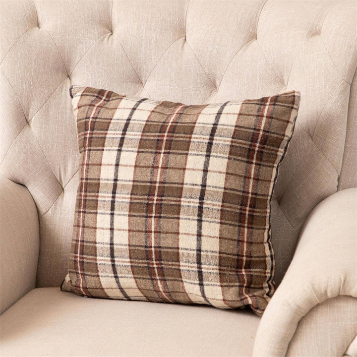 Pillow - Brown Plaids, Reversible Brushed Cotton