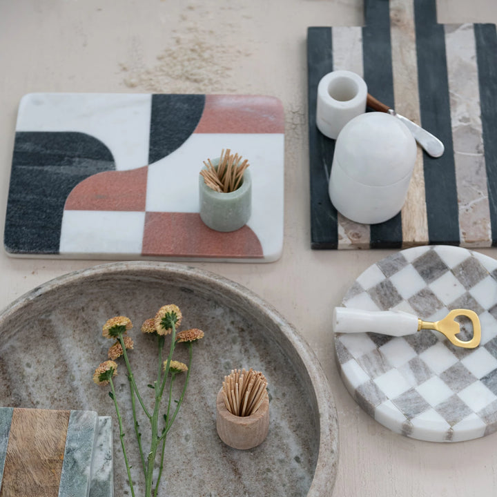 Marble Checkered Cheese/Serving Tray