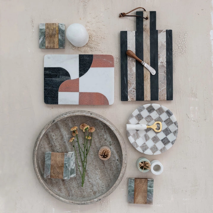 Marble Checkered Cheese/Serving Tray