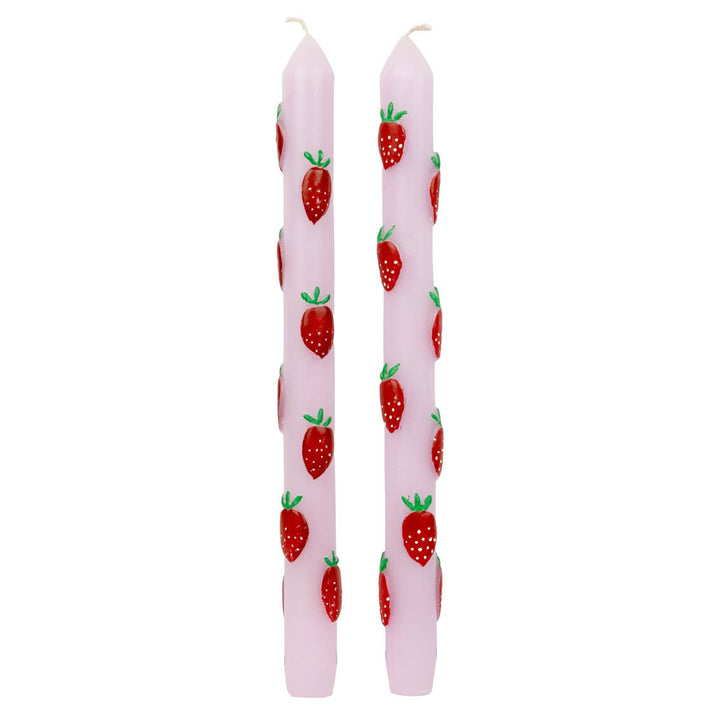 Strawberry Colored Dinner Candles - 2 Pack