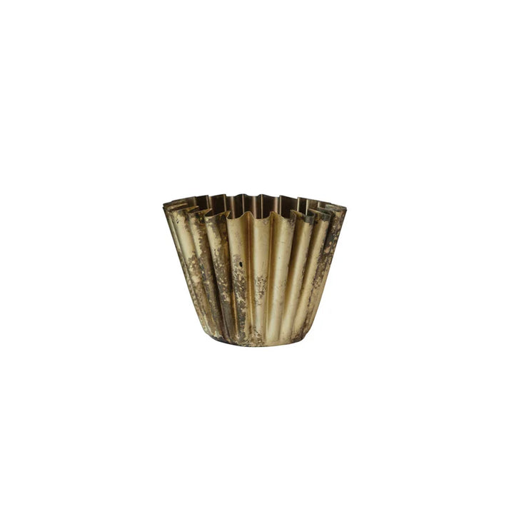 Fluted Metal Planter, Brass Finish - Versailles Sunrise Candle