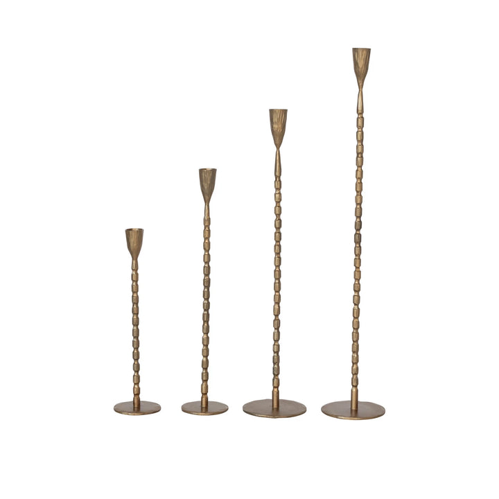 Hand-Forged Cast Iron Taper Holders, Brass Finish