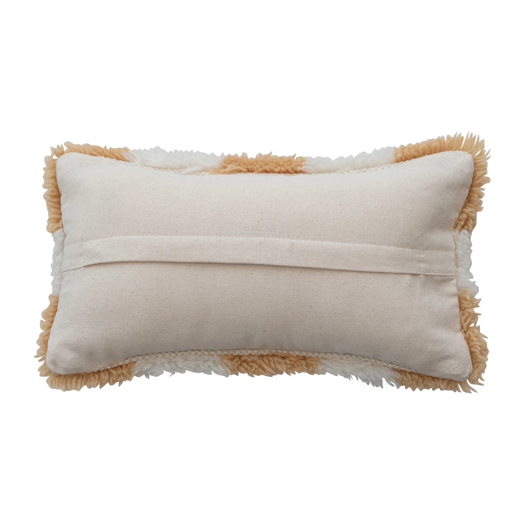 Hand-Woven New Zealand Wool & Cotton Shag Lumbar Pillow