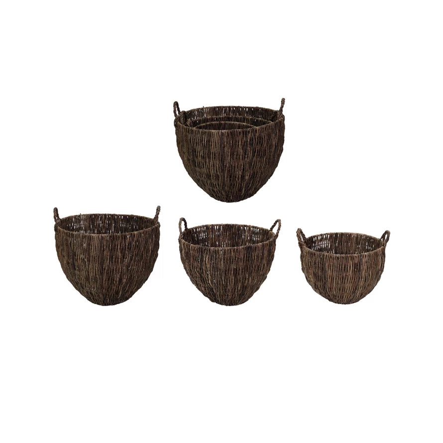 Woven Banana Leaf Baskets with Handles