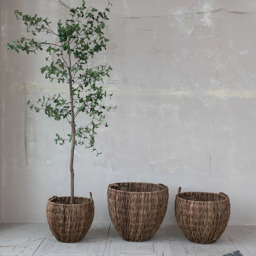 Woven Banana Leaf Baskets with Handles