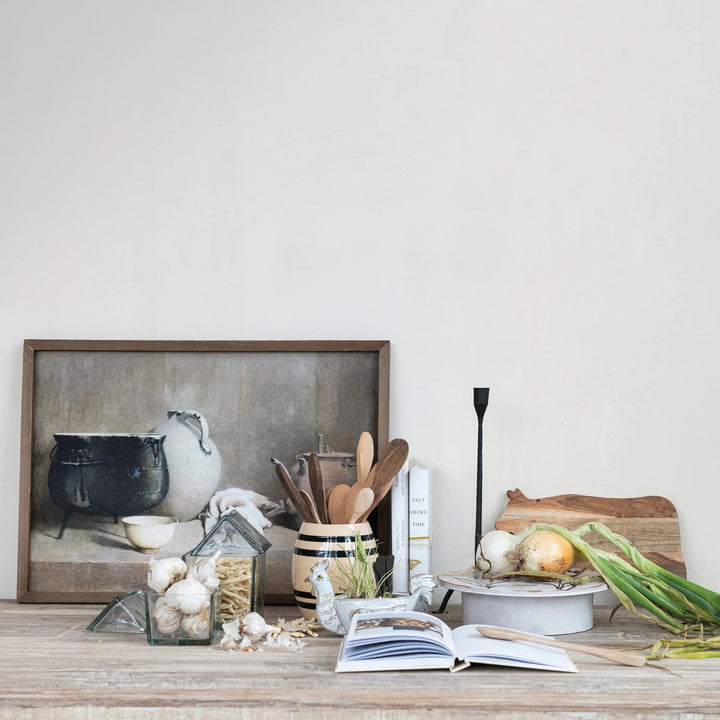 Wood Framed Glass Wall Décor with Still Life Image