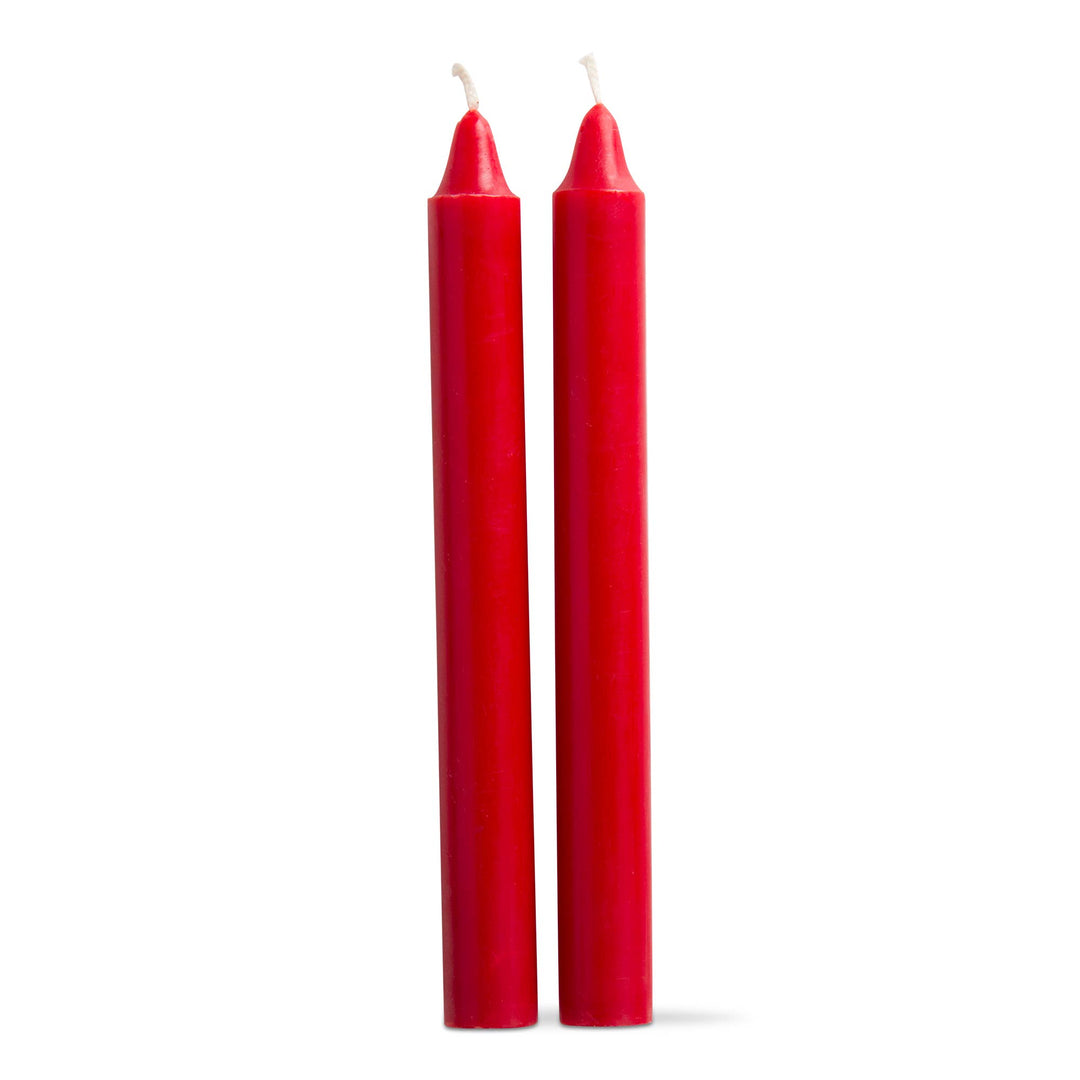 8" Red Traditional Taper Candles Set Of 2