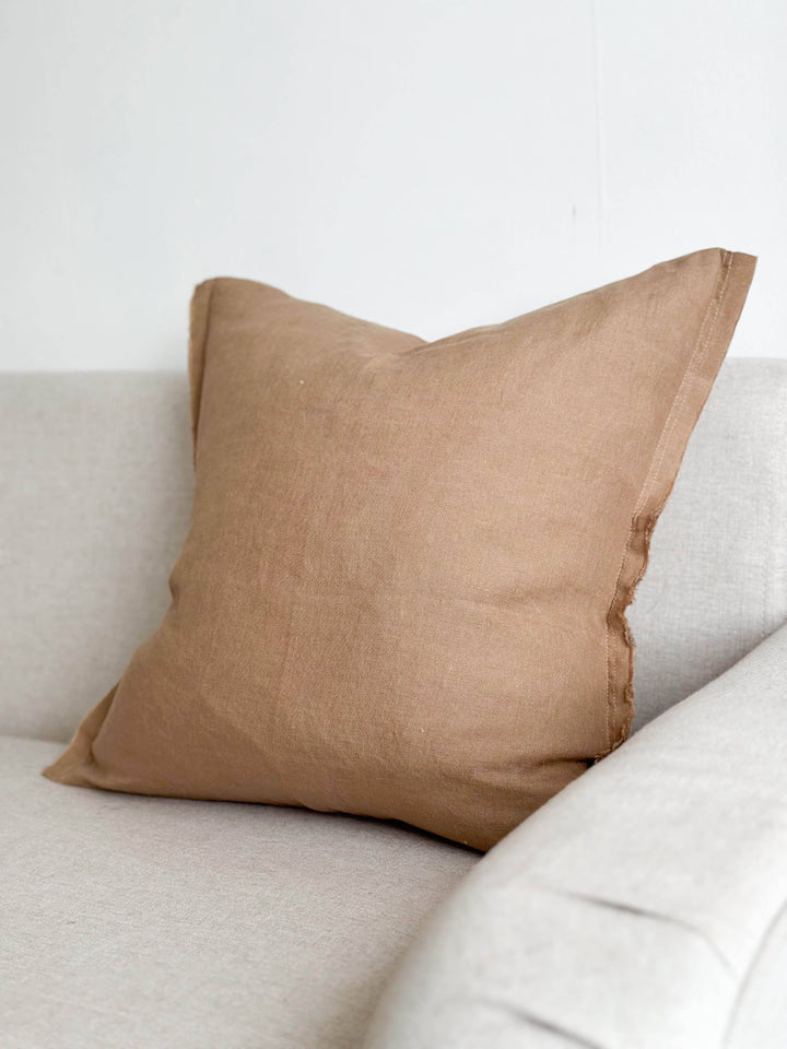 Esmee Linen Pillow  – Frayed Edge Coffee