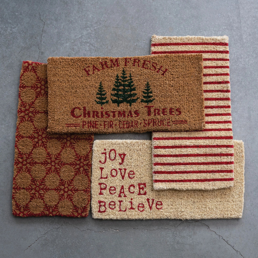 Natural Coir Doormat "Farm Fresh Christmas Trees"