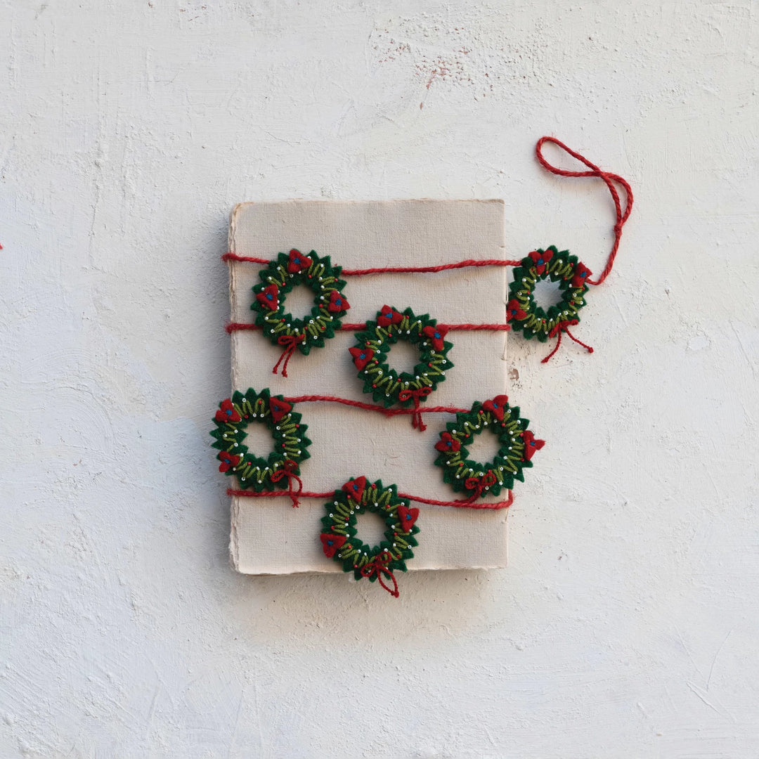 Handmade Wool Felt Holiday Wreaths Garland