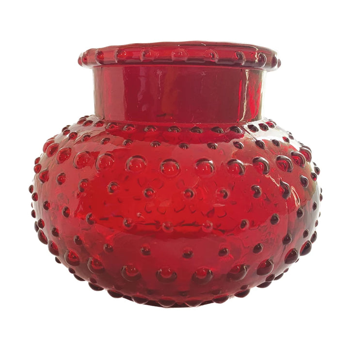 Glass Hobnail Vase, Red