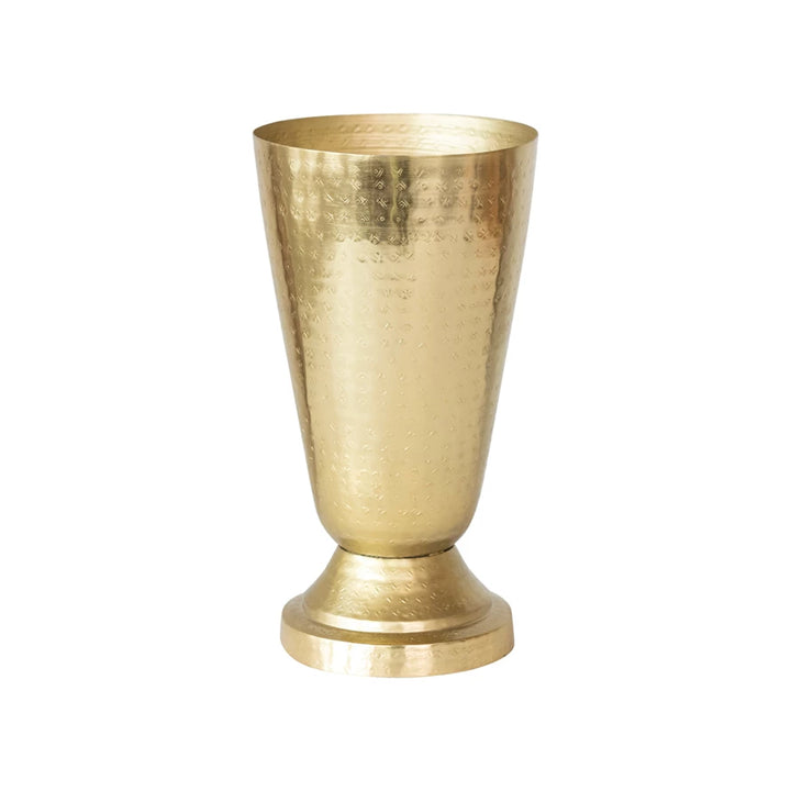 Hammered Metal Vase, Gold Finish