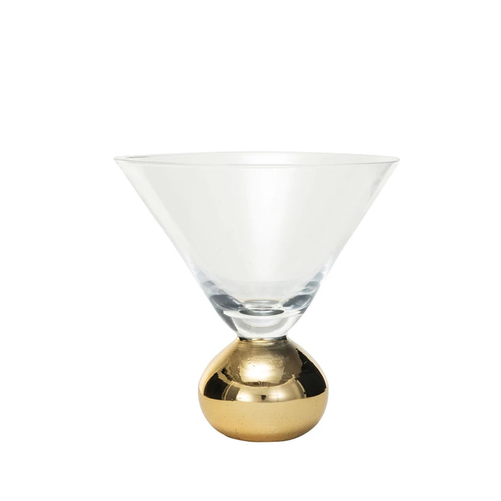 12 oz. Martini Glass w/ Gold Electroplated Ball Stem