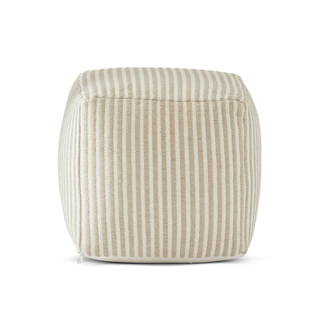 Lisa Jute & Cream Striped Pouf - Showroom Model