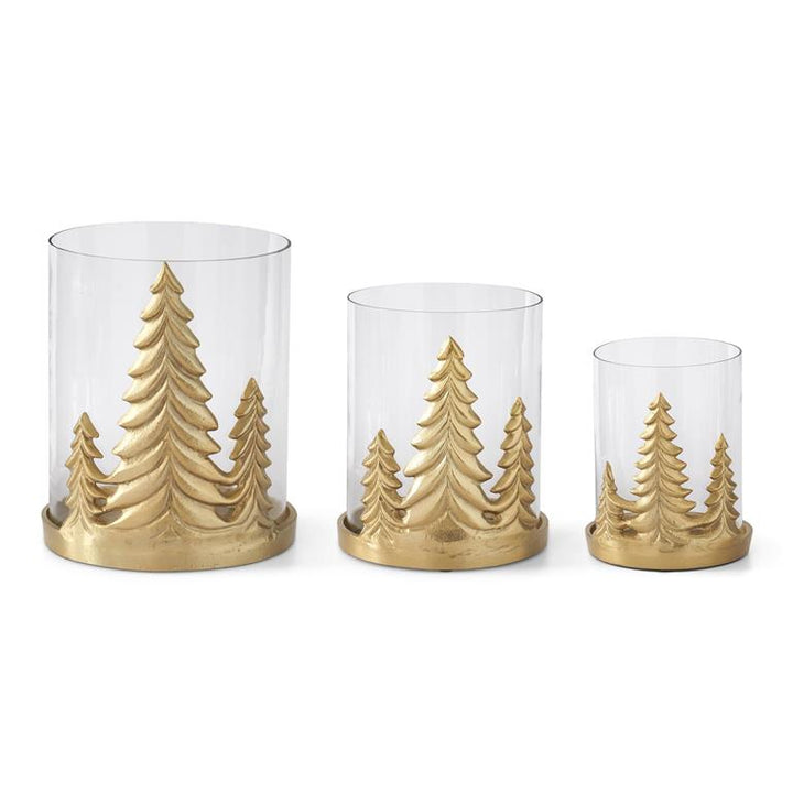 Gold Metal Christmas Tree Hurricane