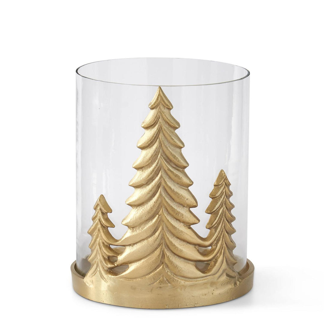 Gold Metal Christmas Tree Hurricane