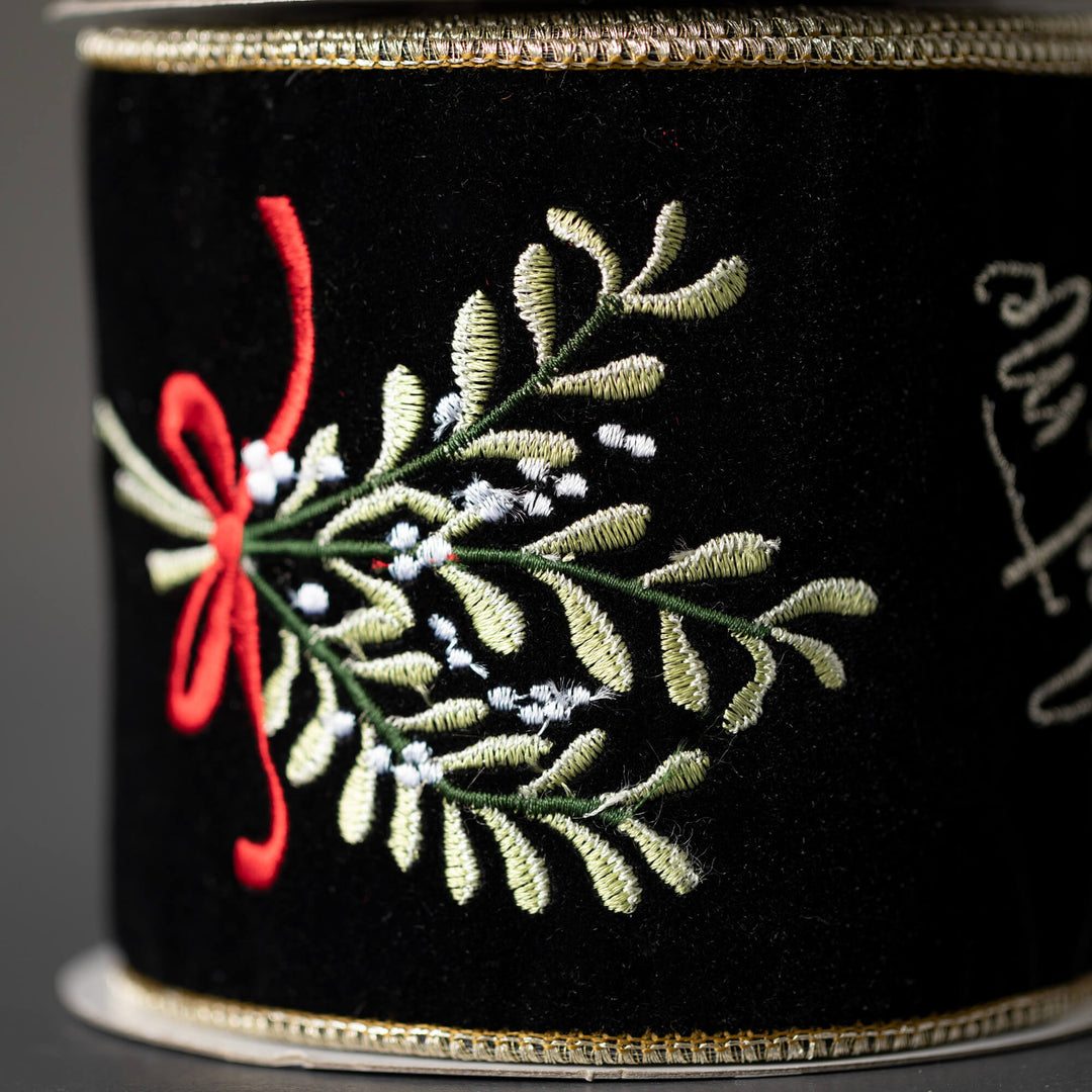 Black & Gold Mistletoe Ribbon